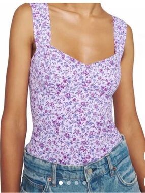 Floral Sweetheart Tank Top Reformation - Lavender Floral